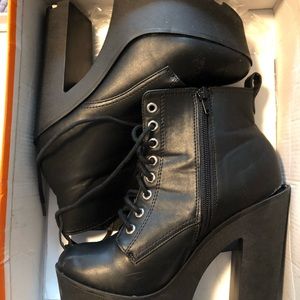 Platform faux leather booties